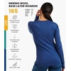 image:image100 Merino Wool Base Layer Women  Long Sleeve Thermal Shirt with Socks  Lightweight Midweight Heavyweight Shirts Naturally OdorResistant Breathable Hiking Cold Weather Base Layer165 Windsor Blue