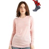 image:image100 Merino Wool Base Layer Women  Long Sleeve Thermal Shirt with Socks  Lightweight Midweight Heavyweight Shirts Naturally OdorResistant Breathable Hiking Cold Weather Base Layer165 Pink Heather