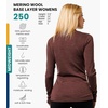 image:image100 Merino Wool Base Layer Women  Long Sleeve Thermal Shirt with Socks  Lightweight Midweight Heavyweight Shirts Naturally OdorResistant Breathable Hiking Cold Weather Base LayerChocolate 250