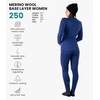 image:image100 Merino Wool Base Layer Women Set  Thermal Underwear Women Top Bottom  Lightweight Midweight Heavyweight Base Layer MoistureWicking Breathable Active Underwear Hiking Skiing CampingWindsor Blue Dark