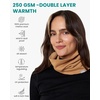 image:image100 Merino Wool Neck Gaiter  Unisex Double Layer 175um Face Mask 250 GSM  Soft NonItchy Windproof UV Protection UPF 50 MoistureWicking Hiking Gaiter OdorResistant Multifunctional HeadwearTan