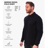 image:image100 Merino Wool Polo Shirt Men  Short amp Long Sleeve Shirt Base Later  Lightweight Breathable Merino Wool Naturally AntiOdor MoistureWicking Ideal for Active Travel Everyday Wear LayeringLong Black
