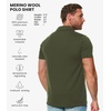 image:image100 Merino Wool Polo Shirt Men  Short amp Long Sleeve Shirt Base Later  Lightweight Breathable Merino Wool Naturally AntiOdor MoistureWicking Ideal for Active Travel Everyday Wear LayeringDark Olive