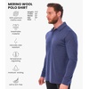image:image100 Merino Wool Polo Shirt Men  Short amp Long Sleeve Shirt Base Later  Lightweight Breathable Merino Wool Naturally AntiOdor MoistureWicking Ideal for Active Travel Everyday Wear LayeringLong Grey Blue