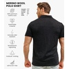 image:image100 Merino Wool Polo Shirt Men  Short amp Long Sleeve Shirt Base Later  Lightweight Breathable Merino Wool Naturally AntiOdor MoistureWicking Ideal for Active Travel Everyday Wear LayeringBlack Melange