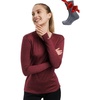 image:image100 Merino Wool Base Layer Women  Long Sleeve Thermal Shirt with Socks  Lightweight Midweight Heavyweight Shirts Naturally OdorResistant Breathable Hiking Cold Weather Base Layer165 Burgundy