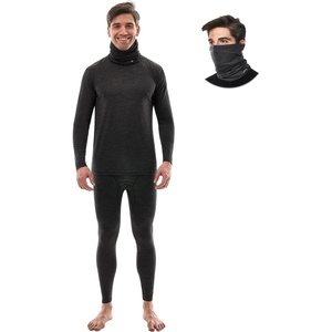 image:image100 Merino Wool Base Layer Mens  Thermal Underwear Set with Neck Gaiter  Midweight Breathable Merino Wool Shirts Bottom Naturally OdorResistant Ideal for Hiking Skiing ColdWeather Layering200 Charcoal