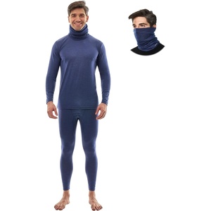 image:image100 Merino Wool Base Layer Mens  Thermal Underwear Set with Neck Gaiter  Midweight Breathable Merino Wool Shirts Bottom Naturally OdorResistant Ideal for Hiking Skiing ColdWeather Layering200 Windsor Blue