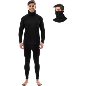 image:image100 Merino Wool Base Layer Mens  Thermal Underwear Set with Neck Gaiter  Midweight Breathable Merino Wool Shirts Bottom Naturally OdorResistant Ideal for Hiking Skiing ColdWeather Layering200 Black