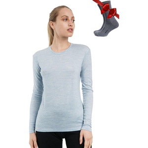 image:image100 Merino Wool Base Layer Women  Long Sleeve Thermal Shirt with Socks  Lightweight Midweight Heavyweight Shirts Naturally OdorResistant Breathable Hiking Cold Weather Base Layer165 Arctic