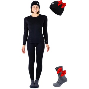 image:image100 Merino Wool Base Layer Women Set  Thermal Underwear Women Top Bottom  Lightweight Midweight Heavyweight Base Layer MoistureWicking Breathable Active Underwear Hiking Skiing CampingBlack Oil