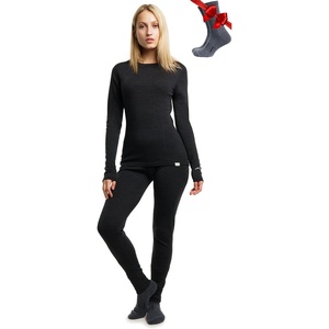 image:image100 Merino Wool Base Layer Women Set  Thermal Underwear Women Top Bottom  Lightweight Midweight Heavyweight Base Layer MoistureWicking Breathable Active Underwear Hiking Skiing Camping250 Charcoal Grey