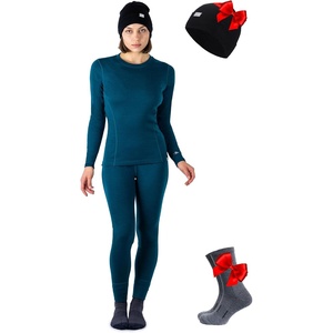 image:image100 Merino Wool Base Layer Women Set  Thermal Underwear Women Top Bottom  Lightweight Midweight Heavyweight Base Layer MoistureWicking Breathable Active Underwear Hiking Skiing CampingDeep Teal Green