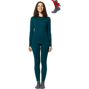 image:image100 Merino Wool Base Layer Women Set  Thermal Underwear Women Top Bottom  Lightweight Midweight Heavyweight Base Layer MoistureWicking Breathable Active Underwear Hiking Skiing Camping320 Deep Teal