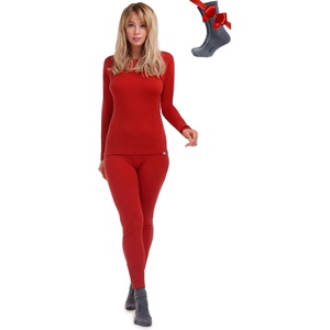 image:image100 Merino Wool Base Layer Women Set  Thermal Underwear Women Top Bottom  Lightweight Midweight Heavyweight Base Layer MoistureWicking Breathable Active Underwear Hiking Skiing Camping250 Cherry Red