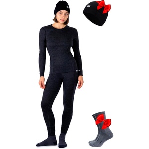 image:image100 Merino Wool Base Layer Women Set  Thermal Underwear Women Top Bottom  Lightweight Midweight Heavyweight Base Layer MoistureWicking Breathable Active Underwear Hiking Skiing CampingCharcoal Grey Dark