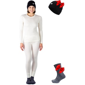 image:image100 Merino Wool Base Layer Women Set  Thermal Underwear Women Top Bottom  Lightweight Midweight Heavyweight Base Layer MoistureWicking Breathable Active Underwear Hiking Skiing CampingNatural Merinos Cream