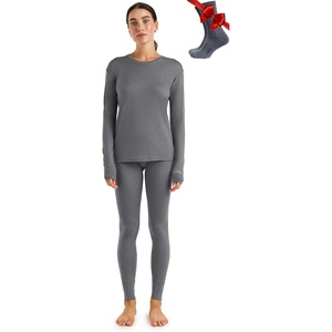image:image100 Merino Wool Base Layer Women Set  Thermal Underwear Women Top Bottom  Lightweight Midweight Heavyweight Base Layer MoistureWicking Breathable Active Underwear Hiking Skiing Camping165 Perfect Grey
