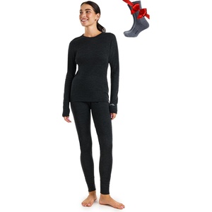 image:image100 Merino Wool Base Layer Women Set  Thermal Underwear Women Top Bottom  Lightweight Midweight Heavyweight Base Layer MoistureWicking Breathable Active Underwear Hiking Skiing Camping 320 Charcoal Grey