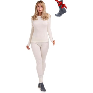 image:image100 Merino Wool Base Layer Women Set  Thermal Underwear Women Top Bottom  Lightweight Midweight Heavyweight Base Layer MoistureWicking Breathable Active Underwear Hiking Skiing Camping250 Natural Merinos