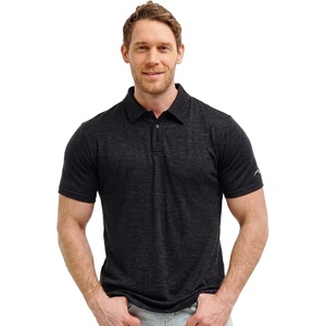 image:image100 Merino Wool Polo Shirt Men  Short amp Long Sleeve Shirt Base Later  Lightweight Breathable Merino Wool Naturally AntiOdor MoistureWicking Ideal for Active Travel Everyday Wear LayeringHeathered Black