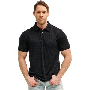 image:image100 Merino Wool Polo Shirt Men  Short amp Long Sleeve Shirt Base Later  Lightweight Breathable Merino Wool Naturally AntiOdor MoistureWicking Ideal for Active Travel Everyday Wear LayeringBlack Melange