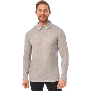 image:image100 Merino Wool Polo Shirt Men  Short amp Long Sleeve Shirt Base Later  Lightweight Breathable Merino Wool Naturally AntiOdor MoistureWicking Ideal for Active Travel Everyday Wear LayeringLong Heather Grey