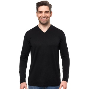 image:image100 Merino Wool Shirts for Men  Thermal Underwear Base Layer Long Sleeve  Lightweight Breathable Thermal Shirt Naturally OdorResistant MoistureWicking Ideal for Hiking Outdoor Everyday Wear190 Black V