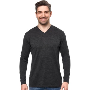 image:image100 Merino Wool Shirts for Men  Thermal Underwear Base Layer Long Sleeve  Lightweight Breathable Thermal Shirt Naturally OdorResistant MoistureWicking Ideal for Hiking Outdoor Everyday Wear190 Heathered Black V